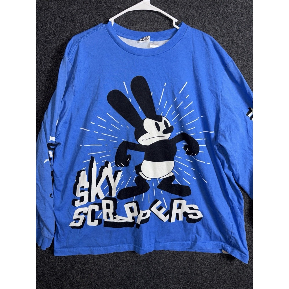 Disney Oswald the Lucky Rabbit Sky Scrappers Blue Long Sleeve T-Shirt Mens XXL